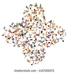 Musical Signs. Modern Background with Notes. Vector Element for Musical Poster, Banner, Advertising, Card. Minimalistic Simple Background.
