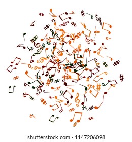 Musical Signs. Modern Background with Notes. Vector Element for Musical Poster, Banner, Advertising, Card. Minimalistic Simple Background.
