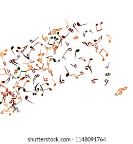 Musical Signs. Modern Background with Notes. Vector Element for Musical Poster, Banner, Advertising, Card. Minimalistic Simple Background.
