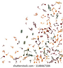 Musical Signs. Modern Background with Notes. Vector Element for Musical Poster, Banner, Advertising, Card. Minimalistic Simple Background.
