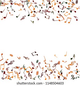 Musical Signs. Modern Background with Notes. Vector Element for Musical Poster, Banner, Advertising, Card. Minimalistic Simple Background.
