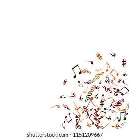 Musical Signs. Modern Background with Notes. Vector Element for Musical Poster, Banner, Advertising, Card. Minimalistic Simple Background.
