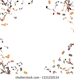 Musical Signs. Modern Background with Notes. Vector Element for Musical Poster, Banner, Advertising, Card. Minimalistic Simple Background.
