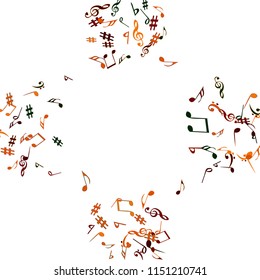 Musical Signs. Modern Background with Notes. Vector Element for Musical Poster, Banner, Advertising, Card. Minimalistic Simple Background.
