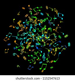 Musical Signs. Modern Background with Notes. Vector Element for Musical Poster, Banner, Advertising, Card. Minimalistic Simple Background.
