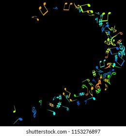 Musical Signs. Modern Background with Notes. Vector Element for Musical Poster, Banner, Advertising, Card. Minimalistic Simple Background.
