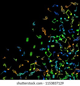 Musical Signs. Modern Background with Notes. Vector Element for Musical Poster, Banner, Advertising, Card. Minimalistic Simple Background.
