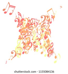 Musical Signs. Modern Background with Notes, Bass and Treble Clefs. Vector Element for Musical Poster, Banner, Advertising, Card. Minimalistic Simple Background.