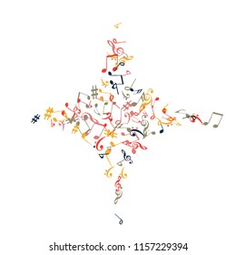 Musical Signs. Modern Background with Notes. Vector Element for Musical Poster, Banner, Advertising, Card. Minimalistic Simple Background