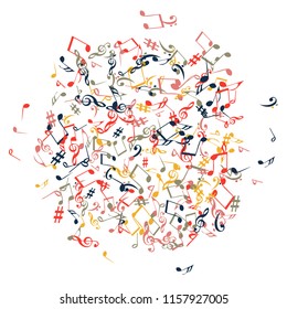 Musical Signs. Modern Background with Notes. Vector Element for Musical Poster, Banner, Advertising, Card. Minimalistic Simple Background