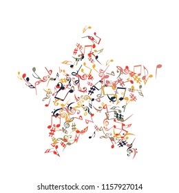 Musikalische Zeichen. Moderner Hintergrund mit Anmerkungen. Vektorelement für Musical Poster, Banner, Werbung, Karte. Minimalistischer einfacher Hintergrund