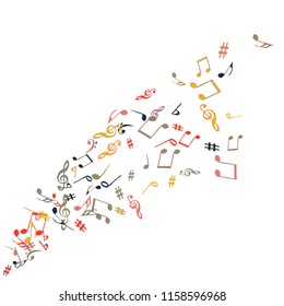 Musical Signs. Modern Background with Notes. Vector Element for Musical Poster, Banner, Advertising, Card. Minimalistic Simple Background