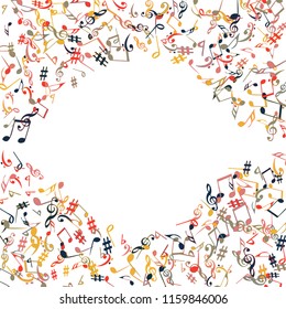 Musical Signs. Modern Background with Notes. Vector Element for Musical Poster, Banner, Advertising, Card. Minimalistic Simple Background
