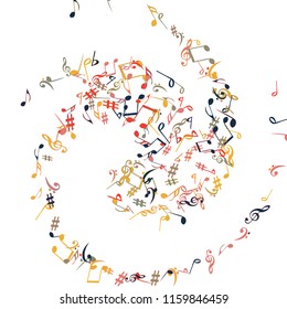 Musical Signs. Modern Background with Notes. Vector Element for Musical Poster, Banner, Advertising, Card. Minimalistic Simple Background