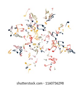 Musical Signs. Modern Background with Notes. Vector Element for Musical Poster, Banner, Advertising, Card. Minimalistic Simple Background