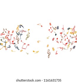 Musical Signs. Modern Background with Notes. Vector Element for Musical Poster, Banner, Advertising, Card. Minimalistic Simple Background