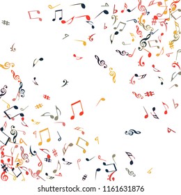Musical Signs. Modern Background with Notes. Vector Element for Musical Poster, Banner, Advertising, Card. Minimalistic Simple Background