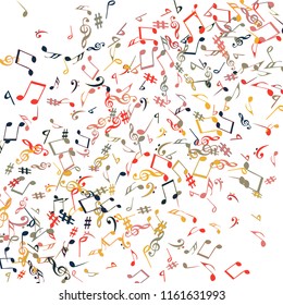 Musical Signs. Modern Background with Notes. Vector Element for Musical Poster, Banner, Advertising, Card. Minimalistic Simple Background