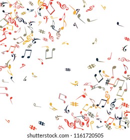 Musical Signs. Modern Background with Notes. Vector Element for Musical Poster, Banner, Advertising, Card. Minimalistic Simple Background