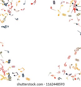 Musical Signs. Modern Background with Notes. Vector Element for Musical Poster, Banner, Advertising, Card. Minimalistic Simple Background