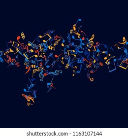 Musical Signs. Modern Background with Notes. Vector Element for Musical Poster, Banner, Advertising, Card. Minimalistic Simple Background.

