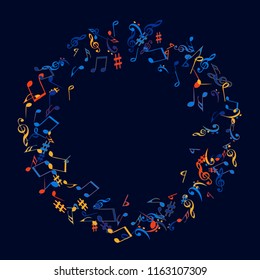 Musical Signs. Modern Background with Notes. Vector Element for Musical Poster, Banner, Advertising, Card. Minimalistic Simple Background.
