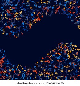 Musical Signs. Modern Background with Notes. Vector Element for Musical Poster, Banner, Advertising, Card. Minimalistic Simple Background.
