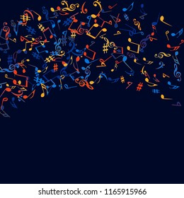Musical Signs. Modern Background with Notes. Vector Element for Musical Poster, Banner, Advertising, Card. Minimalistic Simple Background.
