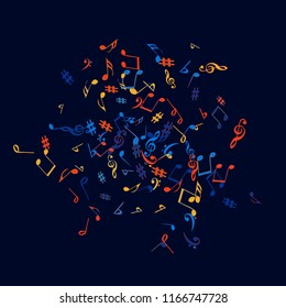 Musical Signs. Modern Background with Notes. Vector Element for Musical Poster, Banner, Advertising, Card. Minimalistic Simple Background.
