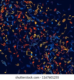 Musical Signs. Modern Background with Notes. Vector Element for Musical Poster, Banner, Advertising, Card. Minimalistic Simple Background.

