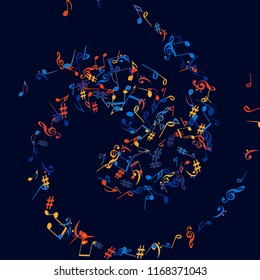 Musical Signs. Modern Background with Notes. Vector Element for Musical Poster, Banner, Advertising, Card. Minimalistic Simple Background.
