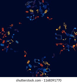 Musical Signs. Modern Background with Notes. Vector Element for Musical Poster, Banner, Advertising, Card. Minimalistic Simple Background.

