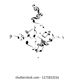 Musical Signs. Modern Background with Notes. Vector Element for Musical Poster, Banner, Advertising, Card. Minimalistic Simple Background.
