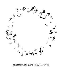 Musical Signs. Modern Background with Notes. Vector Element for Musical Poster, Banner, Advertising, Card. Minimalistic Simple Background.
