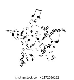 Musical Signs. Modern Background with Notes. Vector Element for Musical Poster, Banner, Advertising, Card. Minimalistic Simple Background.
