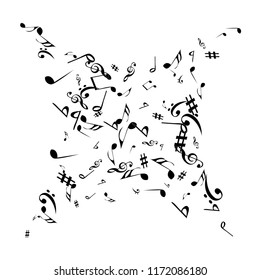 Musical Signs. Modern Background with Notes. Vector Element for Musical Poster, Banner, Advertising, Card. Minimalistic Simple Background.

