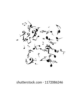Musical Signs. Modern Background with Notes. Vector Element for Musical Poster, Banner, Advertising, Card. Minimalistic Simple Background.
