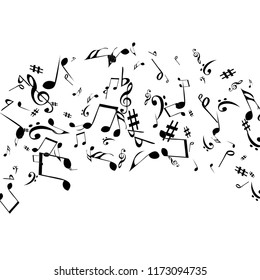Musical Signs. Modern Background with Notes. Vector Element for Musical Poster, Banner, Advertising, Card. Minimalistic Simple Background.
