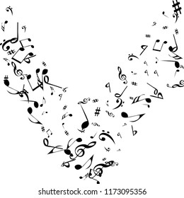 Musical Signs. Modern Background with Notes. Vector Element for Musical Poster, Banner, Advertising, Card. Minimalistic Simple Background.
