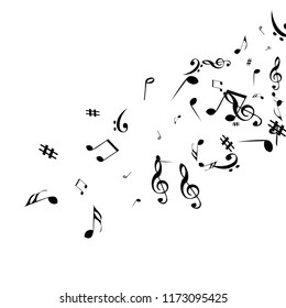 Musical Signs. Modern Background with Notes. Vector Element for Musical Poster, Banner, Advertising, Card. Minimalistic Simple Background.
