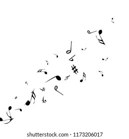 Musical Signs. Modern Background with Notes. Vector Element for Musical Poster, Banner, Advertising, Card. Minimalistic Simple Background.
