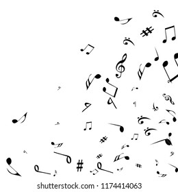 Musical Signs. Modern Background with Notes. Vector Element for Musical Poster, Banner, Advertising, Card. Minimalistic Simple Background.
