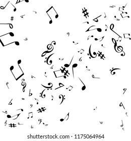 Musical Signs. Modern Background with Notes. Vector Element for Musical Poster, Banner, Advertising, Card. Minimalistic Simple Background.
