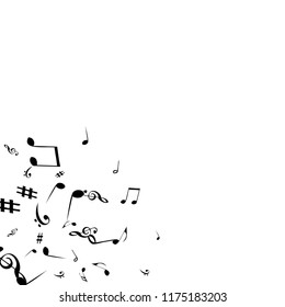 Musical Signs. Modern Background with Notes. Vector Element for Musical Poster, Banner, Advertising, Card. Minimalistic Simple Background.
