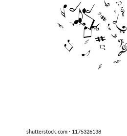 Musical Signs. Modern Background with Notes. Vector Element for Musical Poster, Banner, Advertising, Card. Minimalistic Simple Background.
