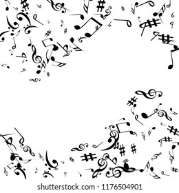 Musical Signs. Modern Background with Notes. Vector Element for Musical Poster, Banner, Advertising, Card. Minimalistic Simple Background.
