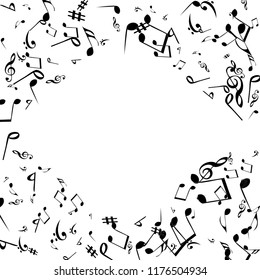 Musical Signs. Modern Background with Notes. Vector Element for Musical Poster, Banner, Advertising, Card. Minimalistic Simple Background.
