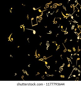 Musical Signs. Modern Background with Notes. Vector Element for Musical Poster, Banner, Advertising, Card. Minimalistic Simple Background.
