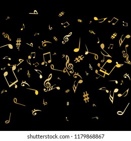Musical Signs. Modern Background with Notes. Vector Element for Musical Poster, Banner, Advertising, Card. Minimalistic Simple Background.
