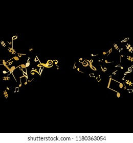Musical Signs. Modern Background with Notes. Vector Element for Musical Poster, Banner, Advertising, Card. Minimalistic Simple Background.
